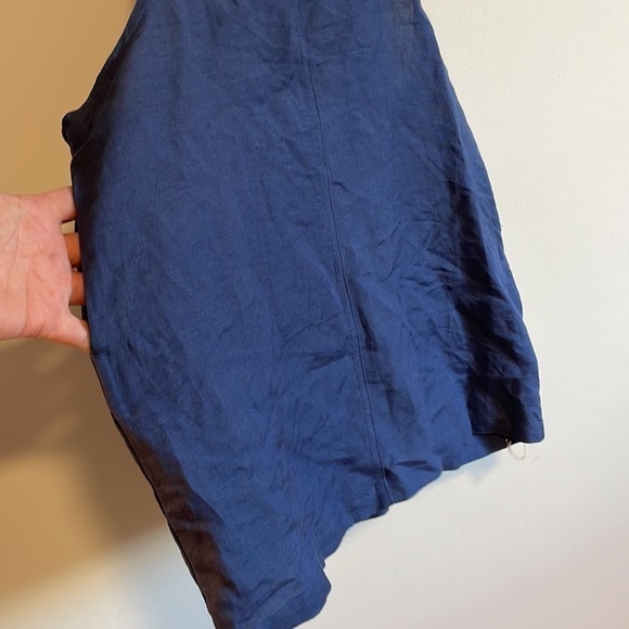 NWT Overall Dress Minimal Retro Camp Love Culture Med Blue Mini Linen Pinafore - Picture 9 of 10